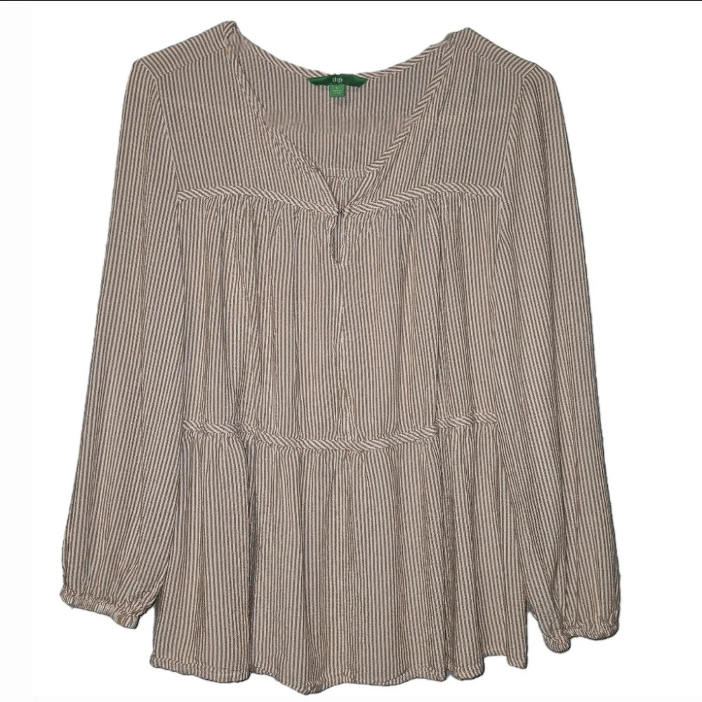 Dip Striped Babydoll Blouse - Small